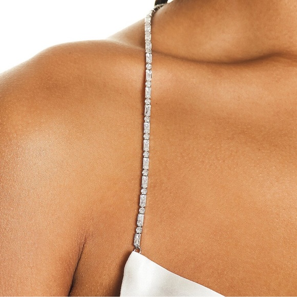 Retrofete mirabel white silk mini dress with Diamond strap asymmetrical - Picture 5 of 5